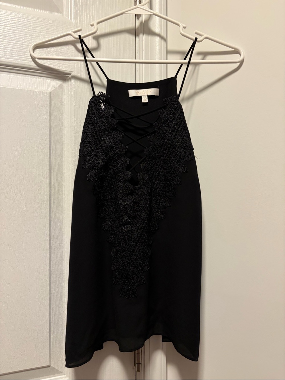 Wayf Black Lace-Trim Slip Skirt